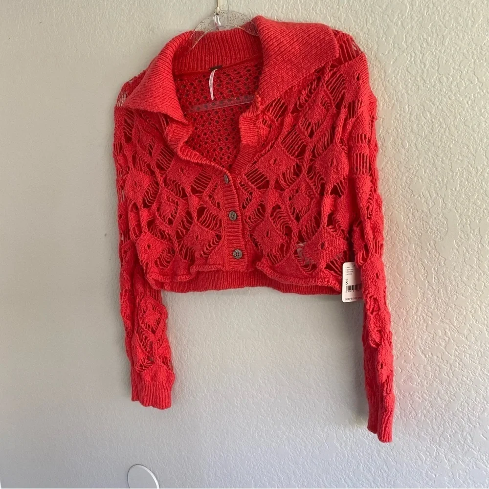 Free People Crochet Cropped Cardigan
